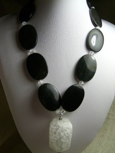 Obsidian and Quartz Pendant Necklace 4, resized